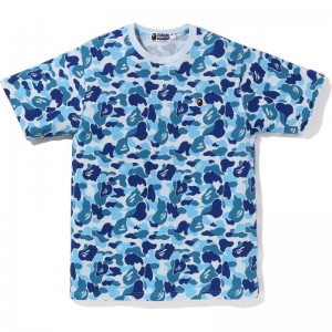 Men Bape Abc Camo Ape Head One Point Tee Cut And Sewn Blue USA | RY4405245