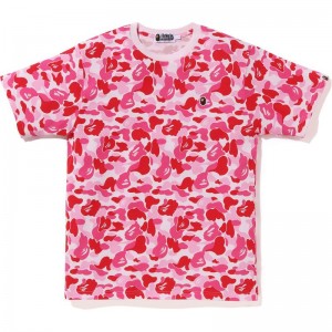 Men Bape Abc Camo Ape Head One Point Tee Cut And Sewn Pink USA | GO2412042