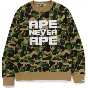 Men Bape Abc Camo Asnka Crewneck Sweatshirts Green USA | AE8757877