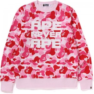 Men Bape Abc Camo Asnka Crewneck Sweatshirts Pink USA | IK3685865