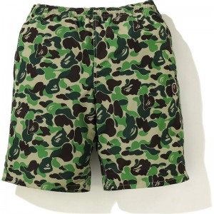 Men Bape Abc Camo Beach Shorts Shorts Green USA | BG8376336