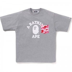 Men Bape Abc Camo College Pocket Relaxed Tee Cut And Sewn Grey USA | SB1795375