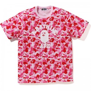 Men Bape Abc Camo College Tee Cut And Sewn Pink USA | KG9052802