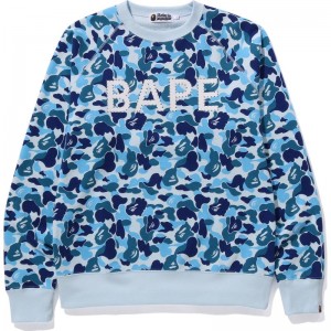 Men Bape Abc Camo Crystal Stone Crewneck Sweatshirts Blue USA | EI6411241