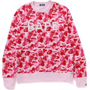 Men Bape Abc Camo Crystal Stone Crewneck Sweatshirts Pink USA | VS6737977