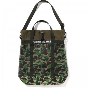 Men Bape Abc Camo Mesh Tote Bag Bags Green USA | FN0934894