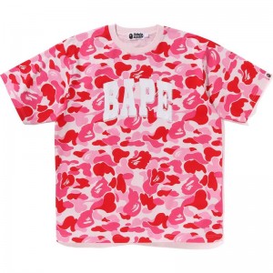 Men Bape Abc Camo Relaxed Fit Logo Tee Cut And Sewn Pink USA | IB1495745