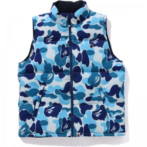 Men Bape Abc Camo Reversible Down Vest Jackets Blue USA | XK1323933