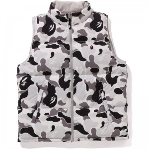 Men Bape Abc Camo Reversible Down Vest Jackets Grey USA | SK7885885