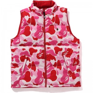 Men Bape Abc Camo Reversible Down Vest Jackets Pink USA | VZ7646766