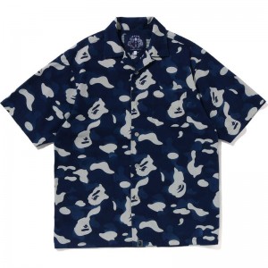 Men Bape Abc Camo S/S Shirt Relaxed Fit Shirts Indigo USA | MC5317137