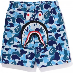 Men Bape Abc Camo Shark Sweat Shorts Shorts Blue USA | UV2211121