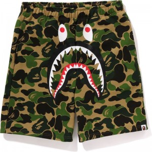 Men Bape Abc Camo Shark Sweat Shorts Shorts Green USA | KY9137417