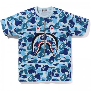 Men Bape Abc Camo Shark Tee Cut And Sewn Blue USA | GS2017107