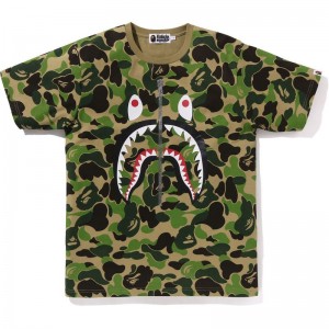 Men Bape Abc Camo Shark Tee Cut And Sewn Green USA | IA8074504