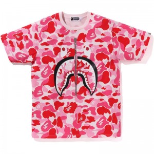 Men Bape Abc Camo Shark Tee Cut And Sewn Pink USA | FW9824984