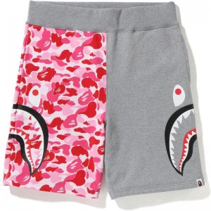 Men Bape Abc Camo Side Shark Sweat Shorts Shorts Pink USA | FS3664564