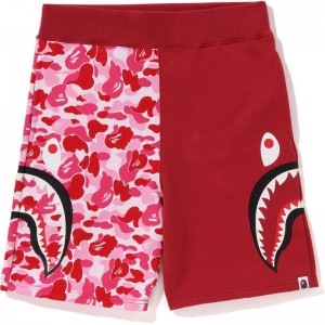 Men Bape Abc Camo Side Shark Sweat Shorts Shorts Pink USA | BI4578558