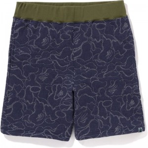 Men Bape Abc Camo Sweat Shorts Shorts Navy USA | PY8648368