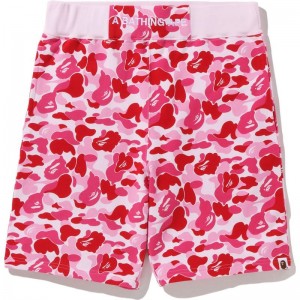 Men Bape Abc Camo Sweat Shorts Shorts Pink USA | VZ7492842