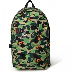 Men Bape Abc Milo All Friends Camo Backpack Bags Green USA | JX6493443