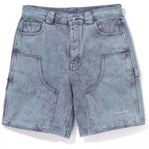 Men Bape Acid Wash Work Shorts Shorts Light Indigo USA | IE6322732