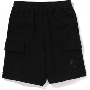 Men Bape Ape Head Cargo Sweat Shorts Shorts Black USA | JP1165415