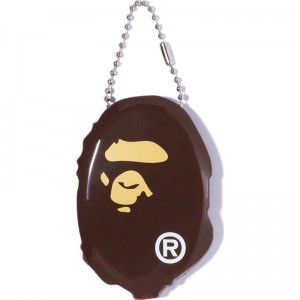 Men Bape Ape Head Coin Case Accessories Brown USA | LO8885385