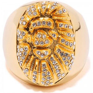 Men Bape Ape Head Crystal Stone Ring Accessories Gold USA | VB0242222