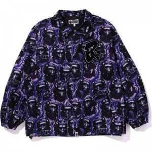 Men Bape Ape Head Graffiti Coach Jacket Relaxed Fit Jackets Purple USA | LR7932892