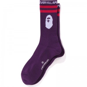 Men Bape Ape Head Line Socks Socks Purple USA | CQ2715775