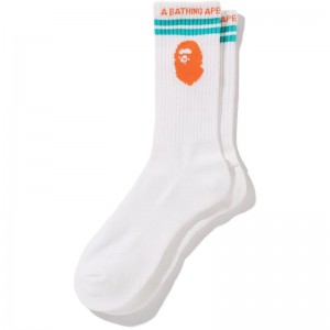 Men Bape Ape Head Line Socks Socks White USA | IL2059909