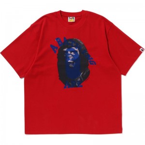 Men Bape Ape Head Multi-print Tee Cut And Sewn Red USA | JW7499949