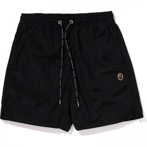 Men Bape Ape Head One Point Beach Shorts Shorts Black USA | FI8576756