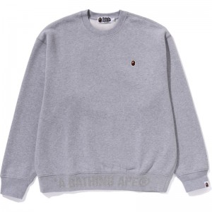 Men Bape Ape Head One Point Crewneck Sweatshirts Grey USA | XF1478648