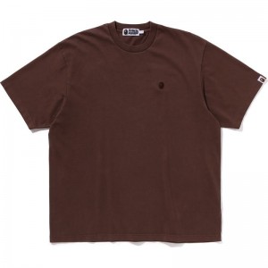 Men Bape Ape Head One Point Garment Dyed Pocket Relaxed Fit Tee Cut And Sewn Brown USA | BV1718278