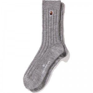 Men Bape Ape Head One Point Socks Socks Gray USA | HW7372032