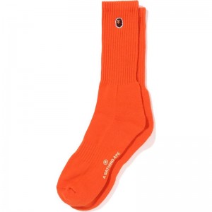 Men Bape Ape Head One Point Socks Socks Orange USA | CT3275625