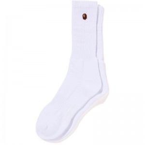 Men Bape Ape Head One Point Socks Socks White USA | RD2538758