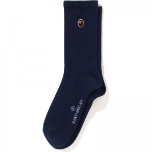 Men Bape Ape Head One Point Socks Socks Navy USA | ZH4896586