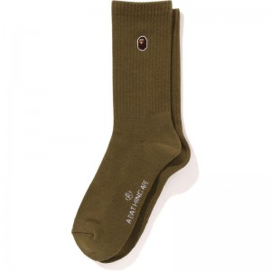 Men Bape Ape Head One Point Socks Socks Olivedrab USA | TN2461541