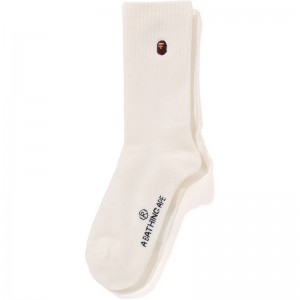 Men Bape Ape Head One Point Socks Socks White USA | SC8328238