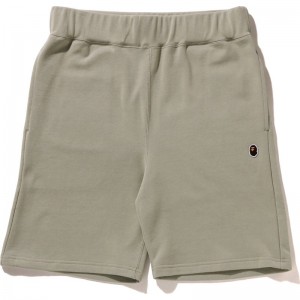 Men Bape Ape Head One Point Sweat Shorts Shorts Beige USA | BU7387737