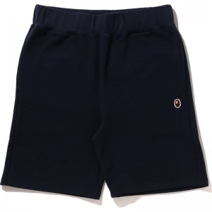 Men Bape Ape Head One Point Sweat Shorts Shorts Navy USA | GY6762272