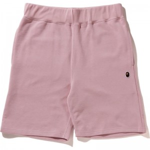 Men Bape Ape Head One Point Sweat Shorts Shorts Pink USA | RU4607967