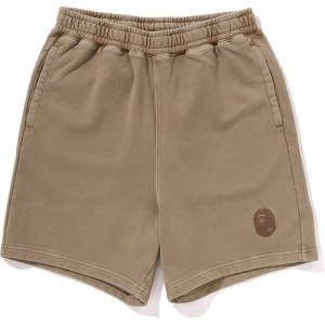 Men Bape Ape Head Overdye Sweat Shorts Shorts Beige USA | IJ3653563