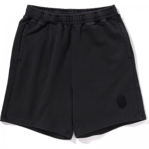 Men Bape Ape Head Overdye Sweat Shorts Shorts Black USA | OH6600260