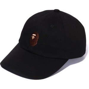 Men Bape Ape Head Panel Cap Caps Black USA | IO0114114