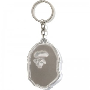 Men Bape Ape Head Reflective Keychain Accessories Black USA | HH2688568