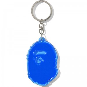 Men Bape Ape Head Reflective Keychain Accessories Blue USA | YA5074404